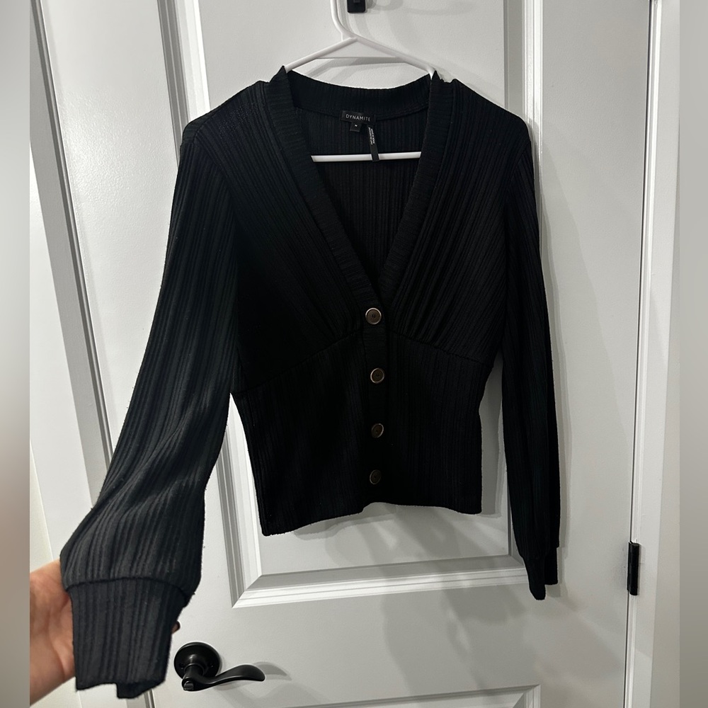 078. Dynamite Black Ribbed Knit Sweater.